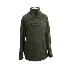 . Alpine Sherpa Half Zip Olive Fleece Women’s Size M
